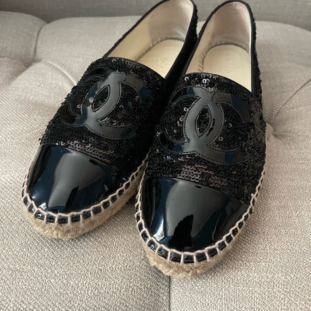 Chanel Espadrilles Black Sequin